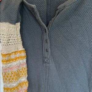 Free People Thermal Henley with Knit Cuffs